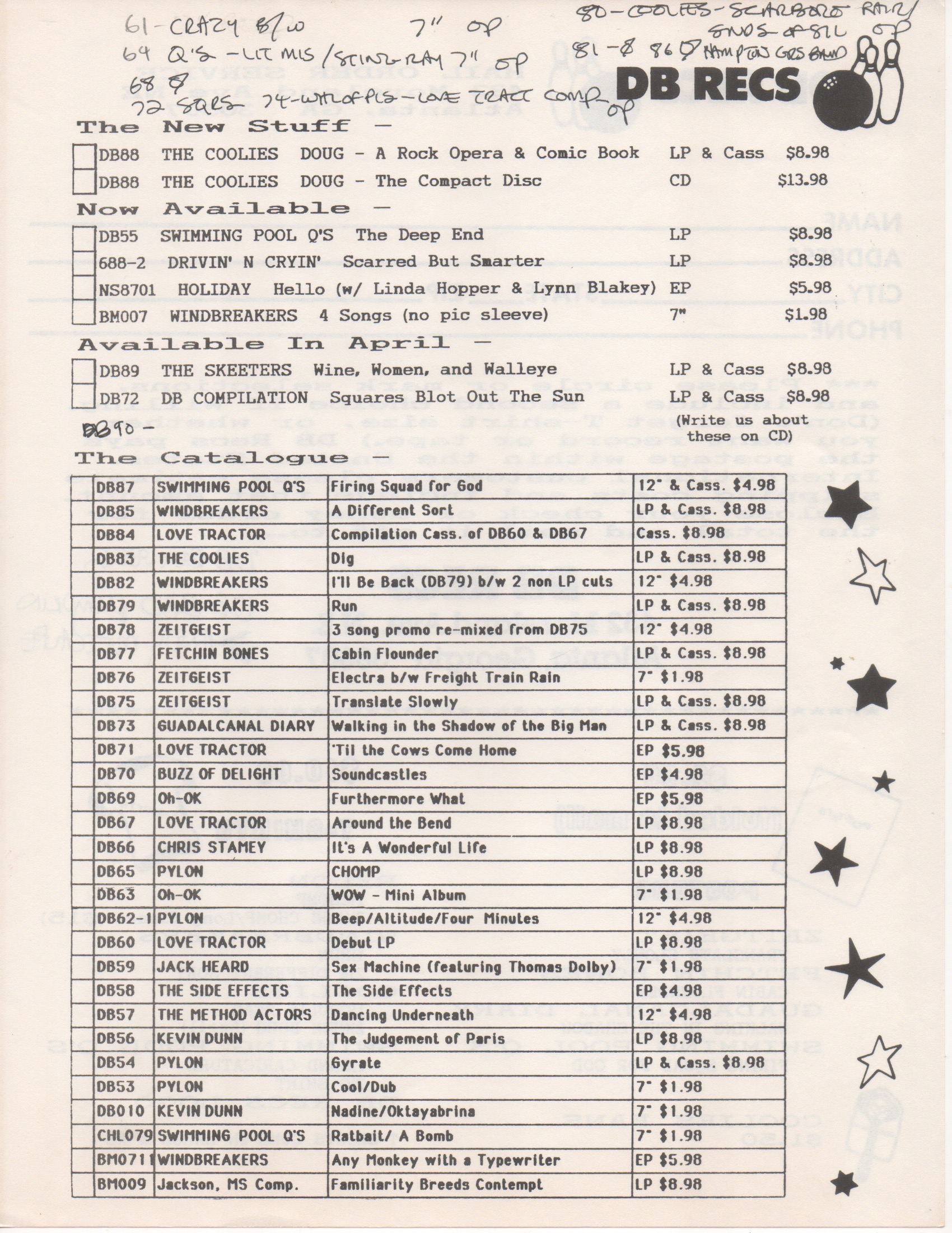 DB Recs mail-order catalogue